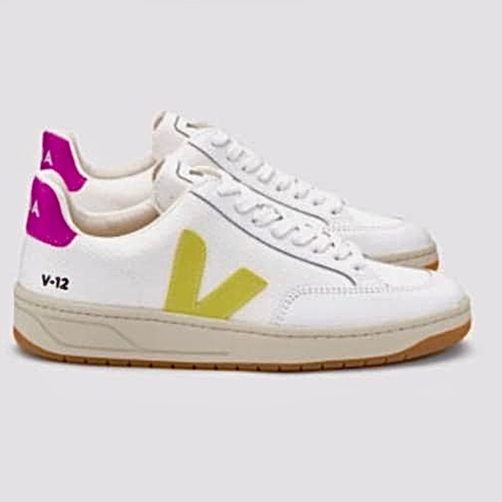 VEJA V-12 mesh and leather sneaker